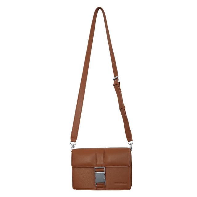 Leather Bag Flap Crossbody Buckled Plain Faux