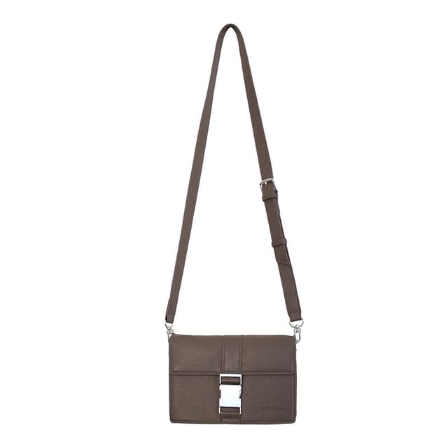Leather Bag Flap Crossbody Buckled Plain Faux