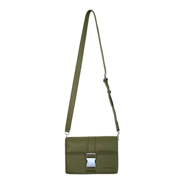 Leather Bag Flap Crossbody Buckled Plain Faux