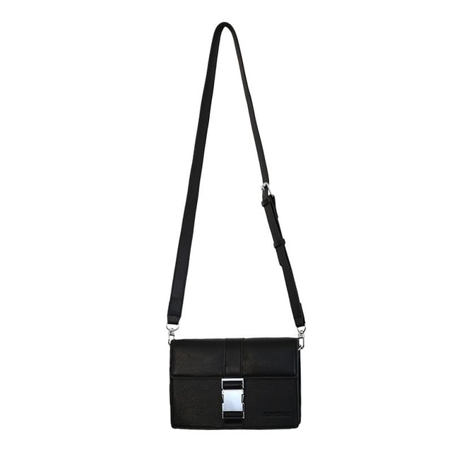 Leather Bag Flap Crossbody Buckled Plain Faux