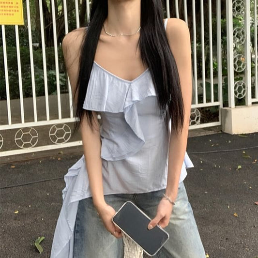 Plain Top Cami Ruffle Asymmetrical