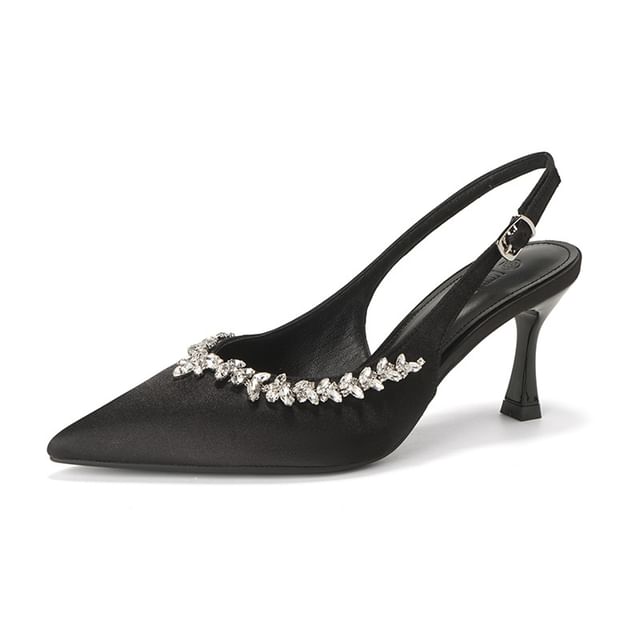 Rhinestone Slingback Heel Sandals Pointy High