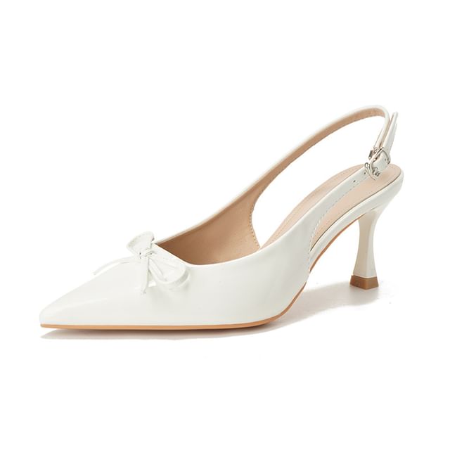 Sandals Pointy Slingback High Bow Heel Plain