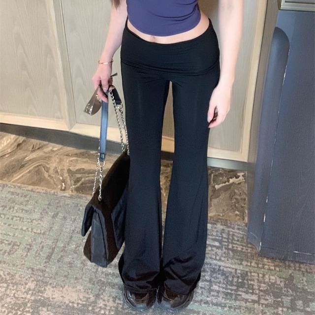 Pants Flared Mid Rise Rhinestone Padded Plain Top / Camisole