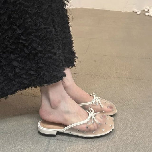 Mesh Rhinestone Mules
