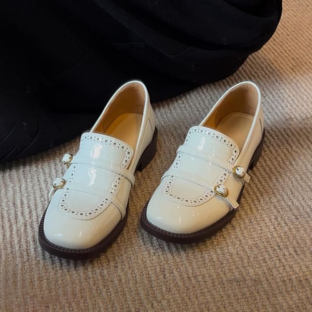 Leather Heel Loafers Faux Low