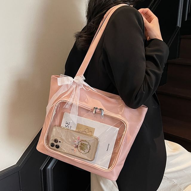 Bag Plain Leather Faux Tote Panel PVC