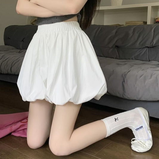Plain Bubble High Shorts Waist