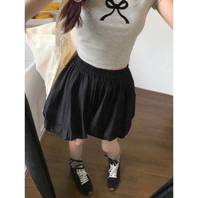 Plain Bubble High Shorts Waist