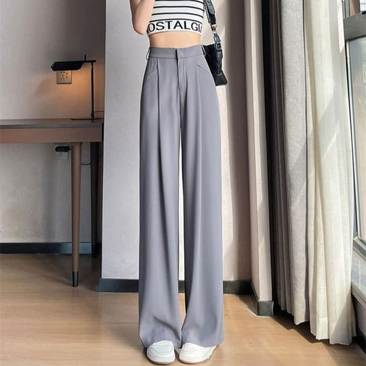 Leg Designs) High Rise (Various Pants Suit Wide Plain