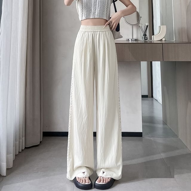 High Rise Panel Leg Wide Lace Pants