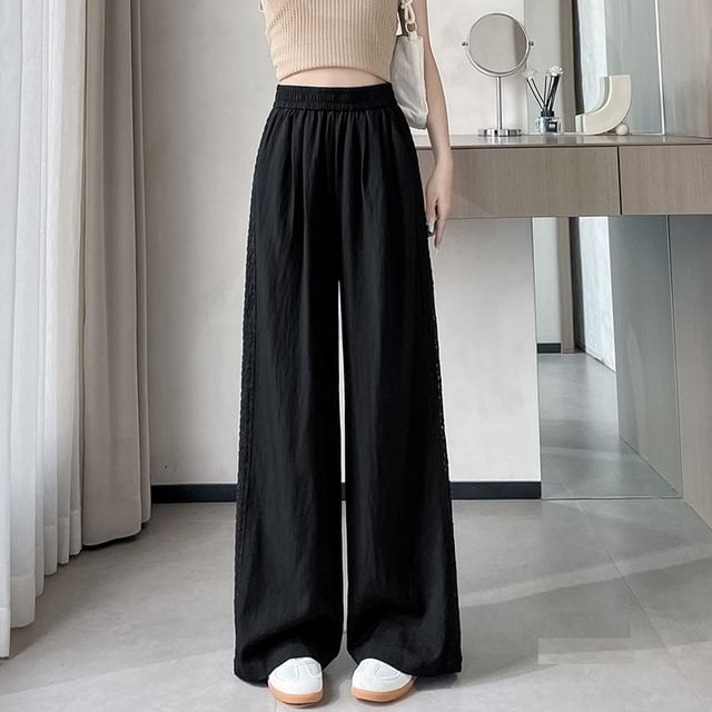 High Rise Panel Leg Wide Lace Pants