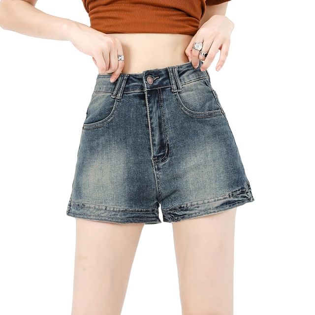 Denim Pants Waist Hot Washed High