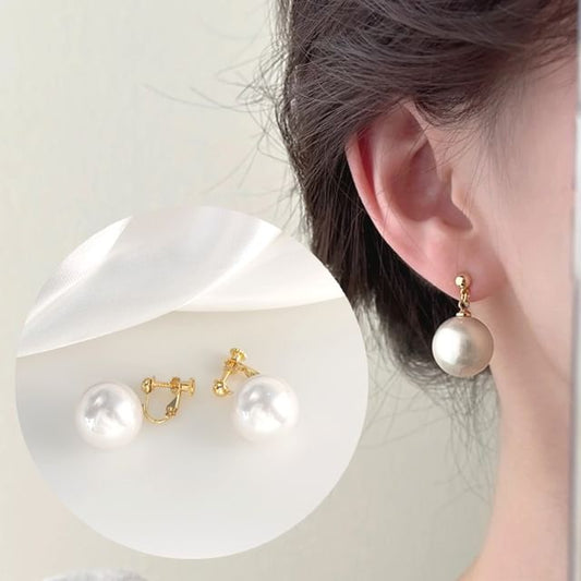 Pearl Faux Clip-On Drop / Earring