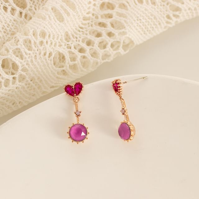 Drop Clip-On Earring / Heart Rhinestone