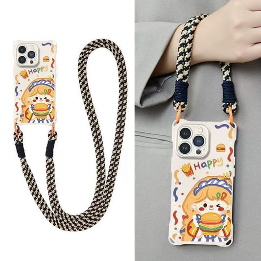 Girl Set Phone Burger / Strap Lanyard Case