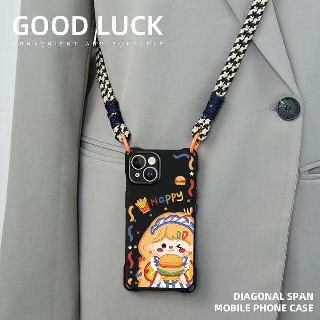 Girl Set Phone Burger / Strap Lanyard Case