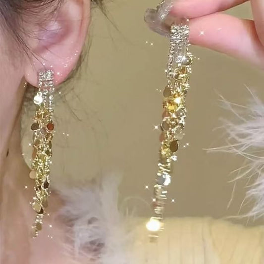 Earring Tassel Long Rhinestone Dangle