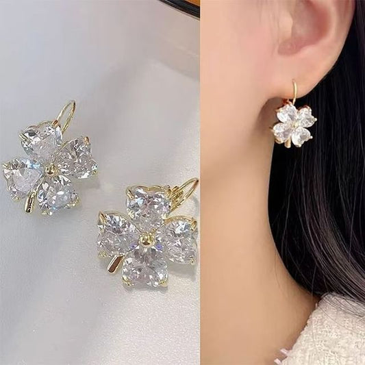 Drop Earring Zirconia Clover Cubic