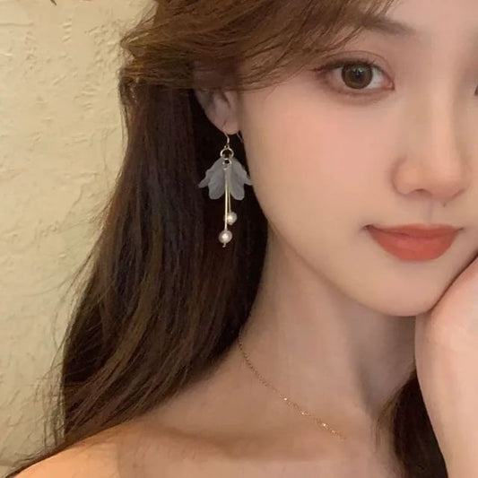 Flower Pearl Faux Earring Drop