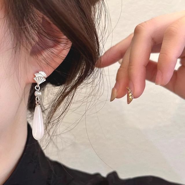 (Various Fan Cuff Ear Alloy / Designs) Gemstone Drop Faux Rhinestone Earring