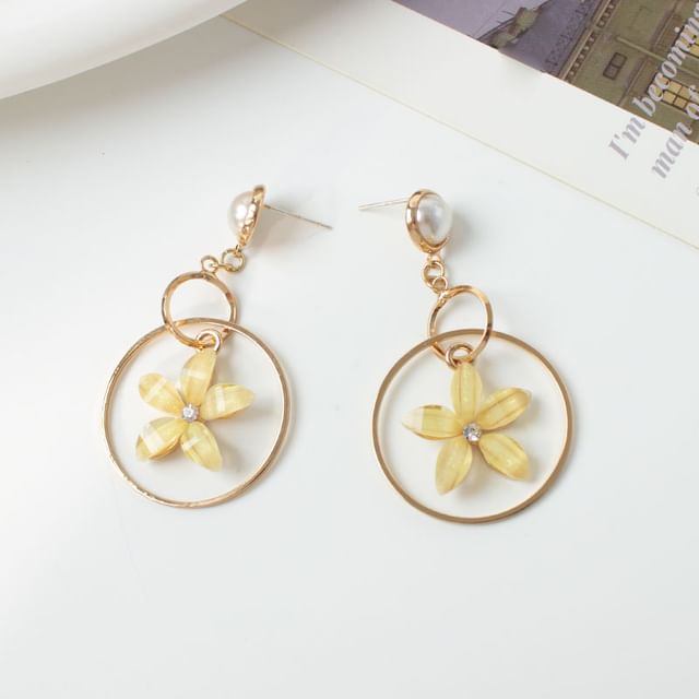 Faux Cuff Rhinestone Ear Alloy / Pearl Earring Floral Dangle