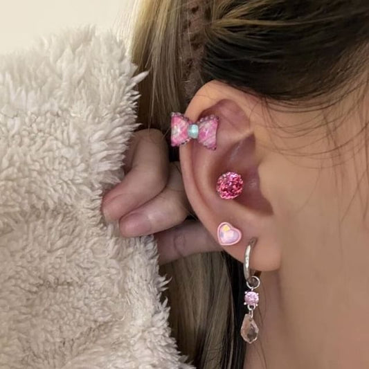 Earring Bow Rose Alloy