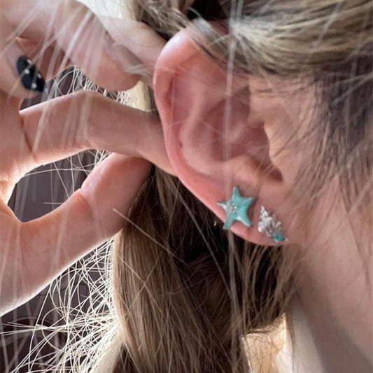 Asymmetrical Alloy Earring Stud Starfish