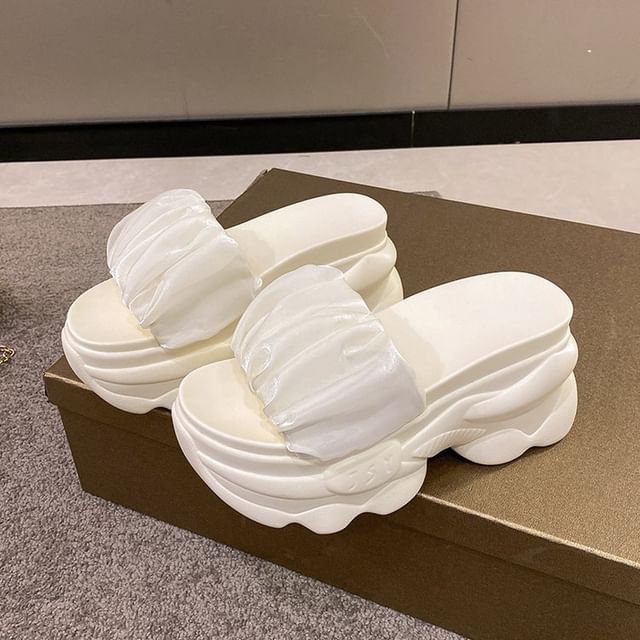 Ruched Sandals Slide Plain Platform