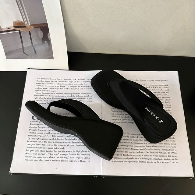 Toe Heel Thong Wedge Sandals Square