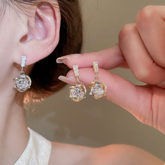 Rhinestone Drop Alloy Earring