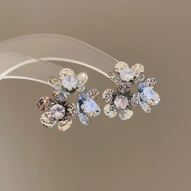 Earring Rhinestone Alloy Statement Floral