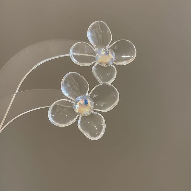 Designs) Acrylic Earring Floral Statement (Various Rhinestone