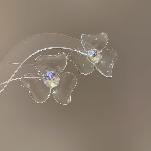 Designs) Acrylic Earring Floral Statement (Various Rhinestone