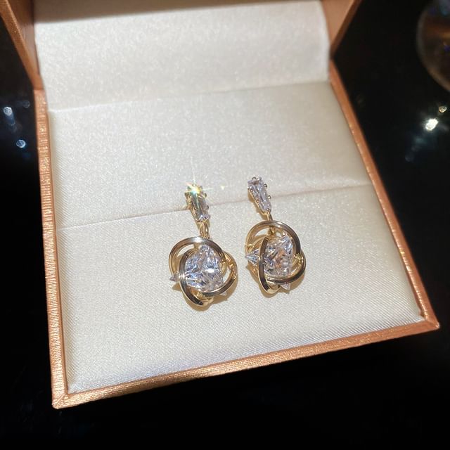 Rhinestone Drop Alloy Earring