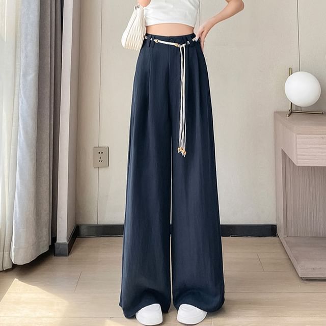 (Various Leg Designs) Waist High Pants Wide Plain