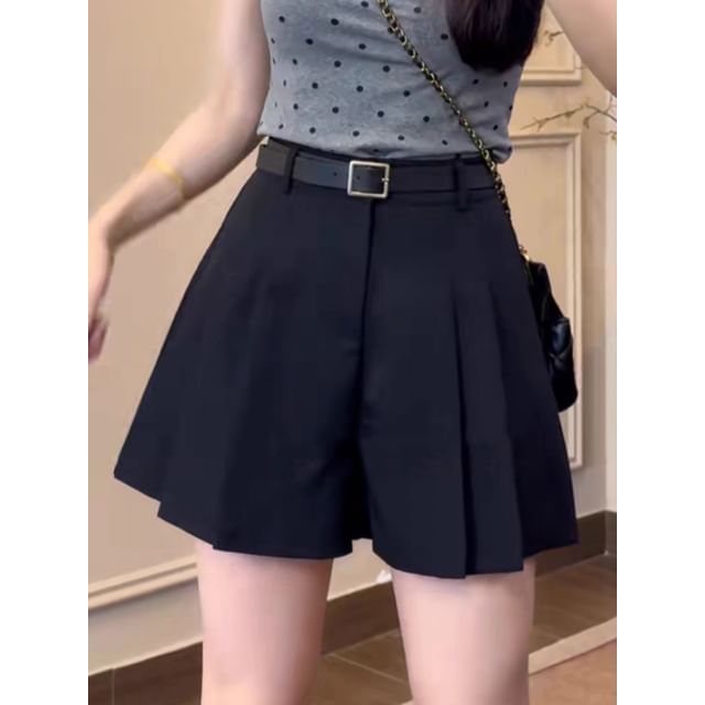 Pleated Skort Waist Plain High