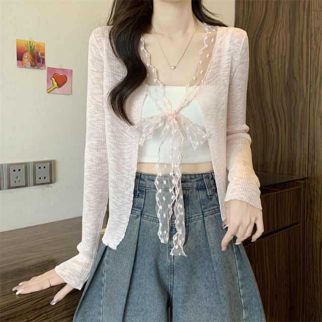 Light Plain Cardigan Front Open