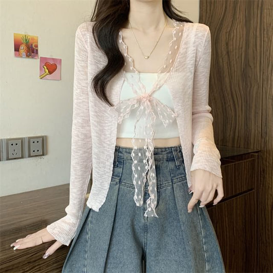 Light Plain Cardigan Front Open