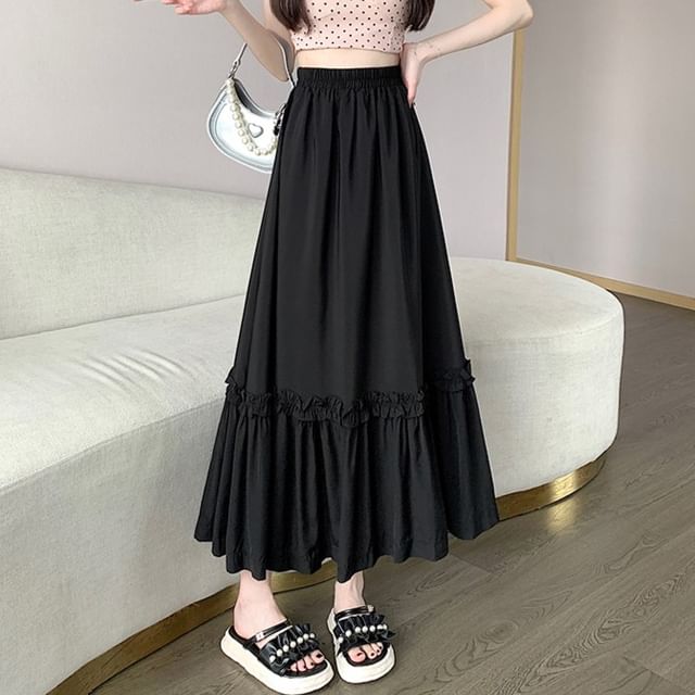 Maxi High Plain A-Line Waist Skirt
