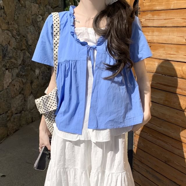 Tone Waist / Mock Maxi Two Two-Piece Short-Sleeve High Top