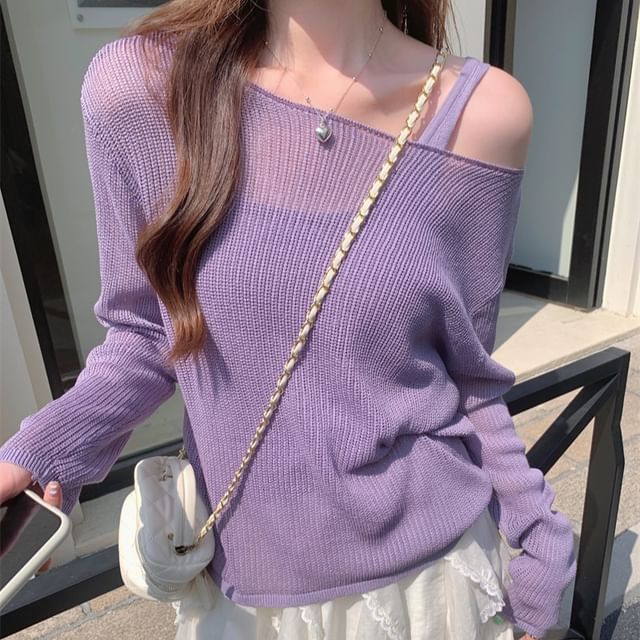 Plain + Set: Knit Sleeveless Top Long-Sleeve