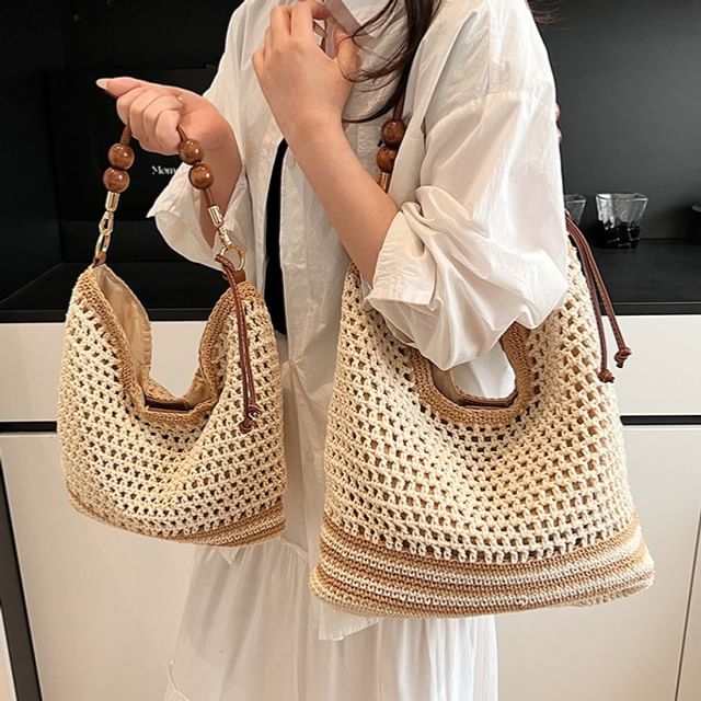 Tote Woven Strap Bag Beaded