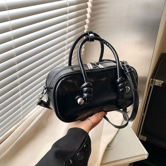 Crossbody Top Leather Bag Faux Handle Plain