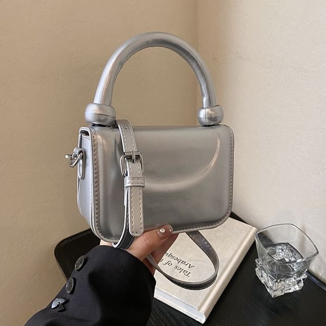 Bag Leather Plain Faux Crossbody Top Handle