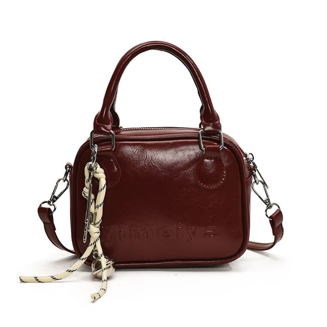Bag Faux Leather Handle Lettering Crossbody Top