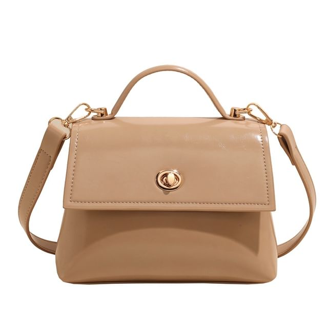 / Twist Crossbody Set Lock Flap Charm Leather Faux Top Bag Handle