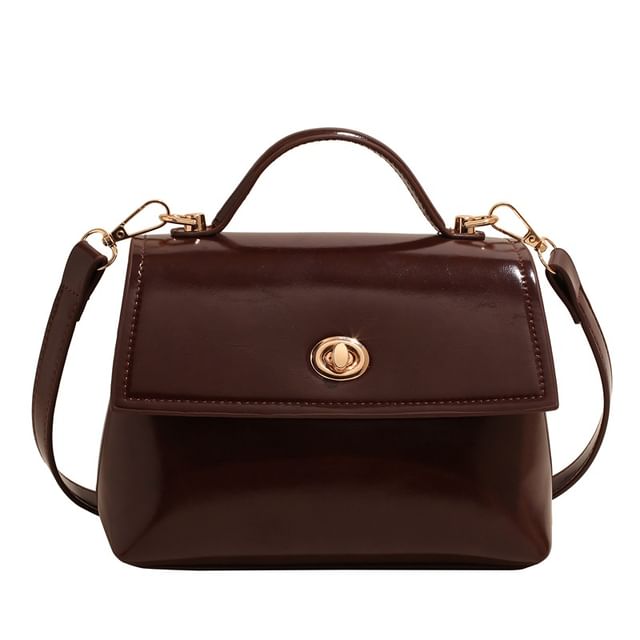 / Twist Crossbody Set Lock Flap Charm Leather Faux Top Bag Handle