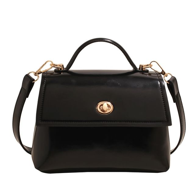 / Twist Crossbody Set Lock Flap Charm Leather Faux Top Bag Handle