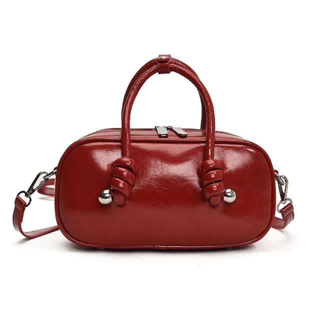 Crossbody Top Leather Bag Faux Handle Plain